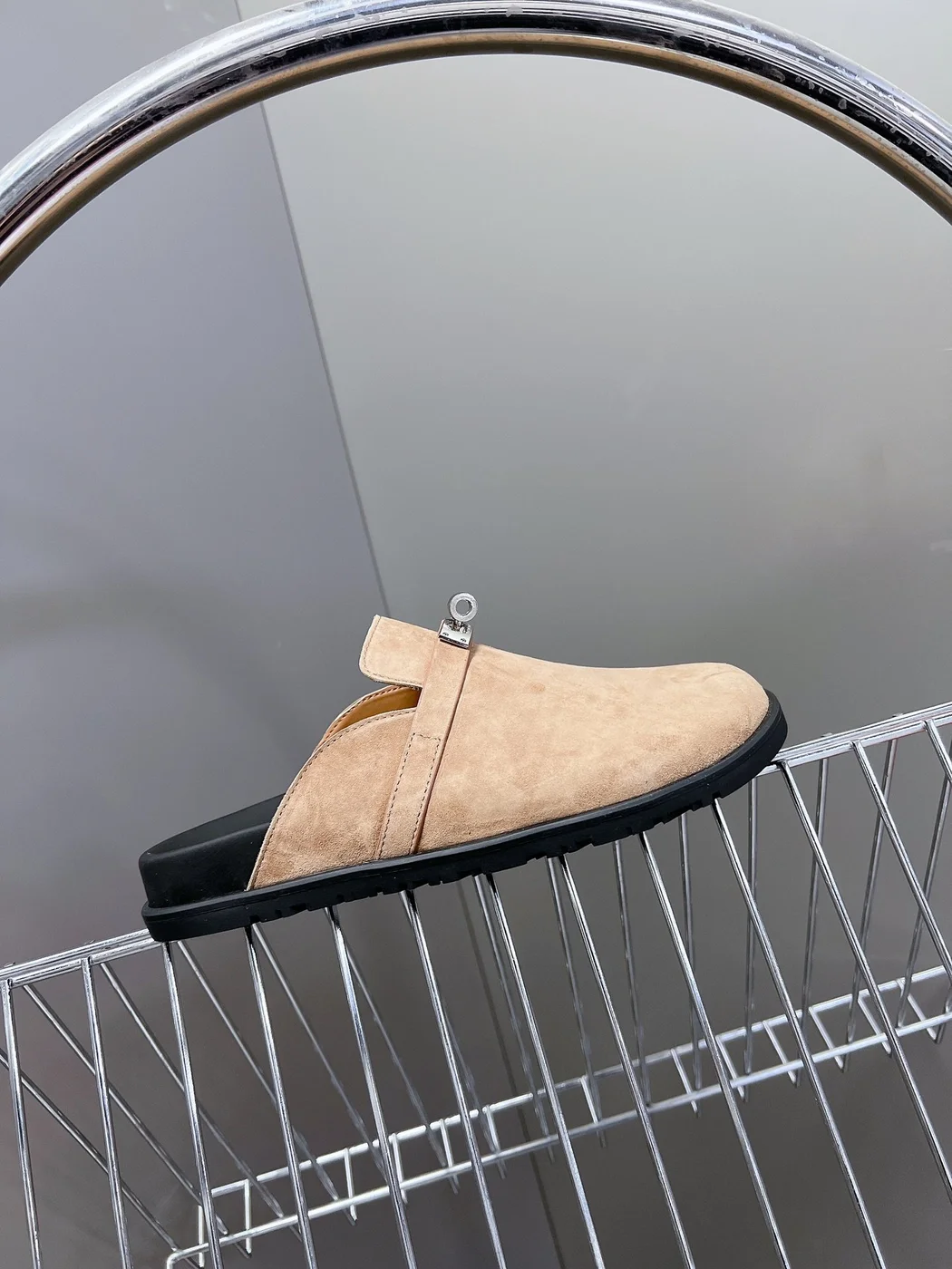 Hermès Women Beige Suede Leather Slippers product view 2