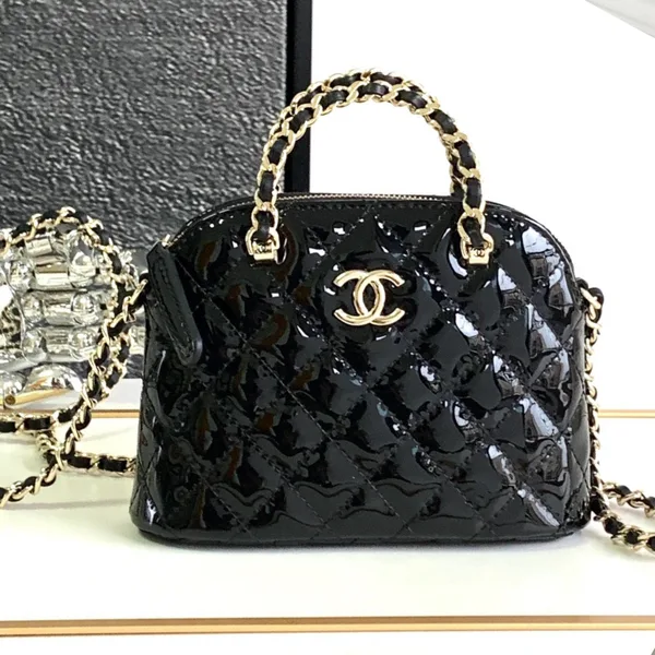 Chanel Alma Mini Shiny Leather Handbags Black Lock Gold 12 cm product photo