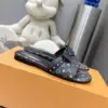 Louis Vuitton Women Black Patterned Leather Bow Slide Sandals product view 3
