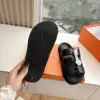 Hermès Women Black Leather Sandals — H-Strap Slides product view 2