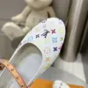Louis Vuitton Women White Canvas Multicolor Print Leather Strap Flats product view 2