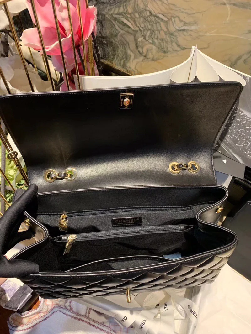Chanel Shopping Handbags Woman’s Black Leather 33x23x11cm product view 4