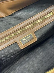Prada Large Top Handle Bag 35 In Cherry Wood Nylon And Calfskin Trim product view 3