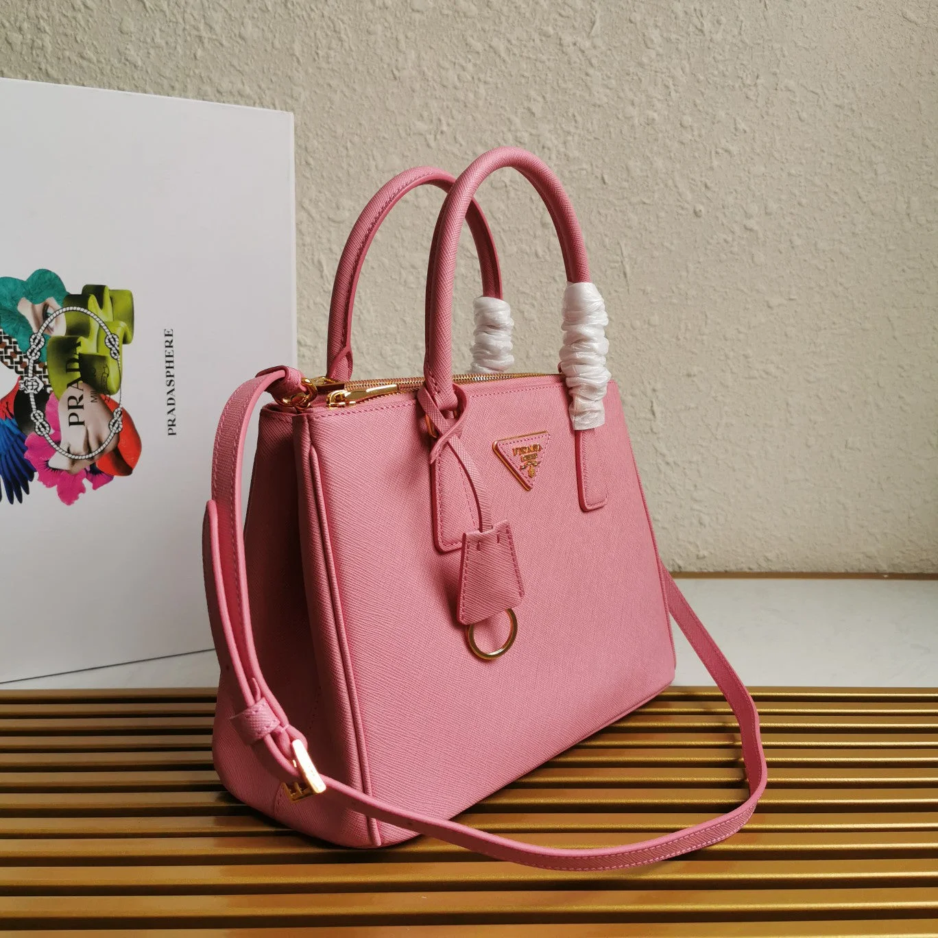 Prada Medium Galleria 28 Pink Saffiano Leather Bag product view 3