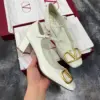 Valentino Women White Mary Jane Heels with Gold-Tone VLogo Detail product view 2