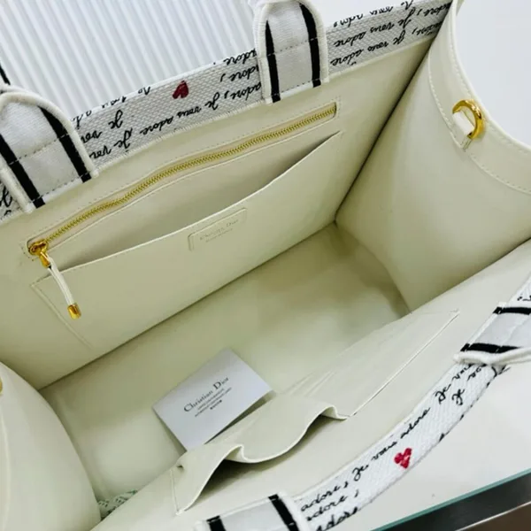 Dior Medium Book Tote — White Script Pattern product view 7