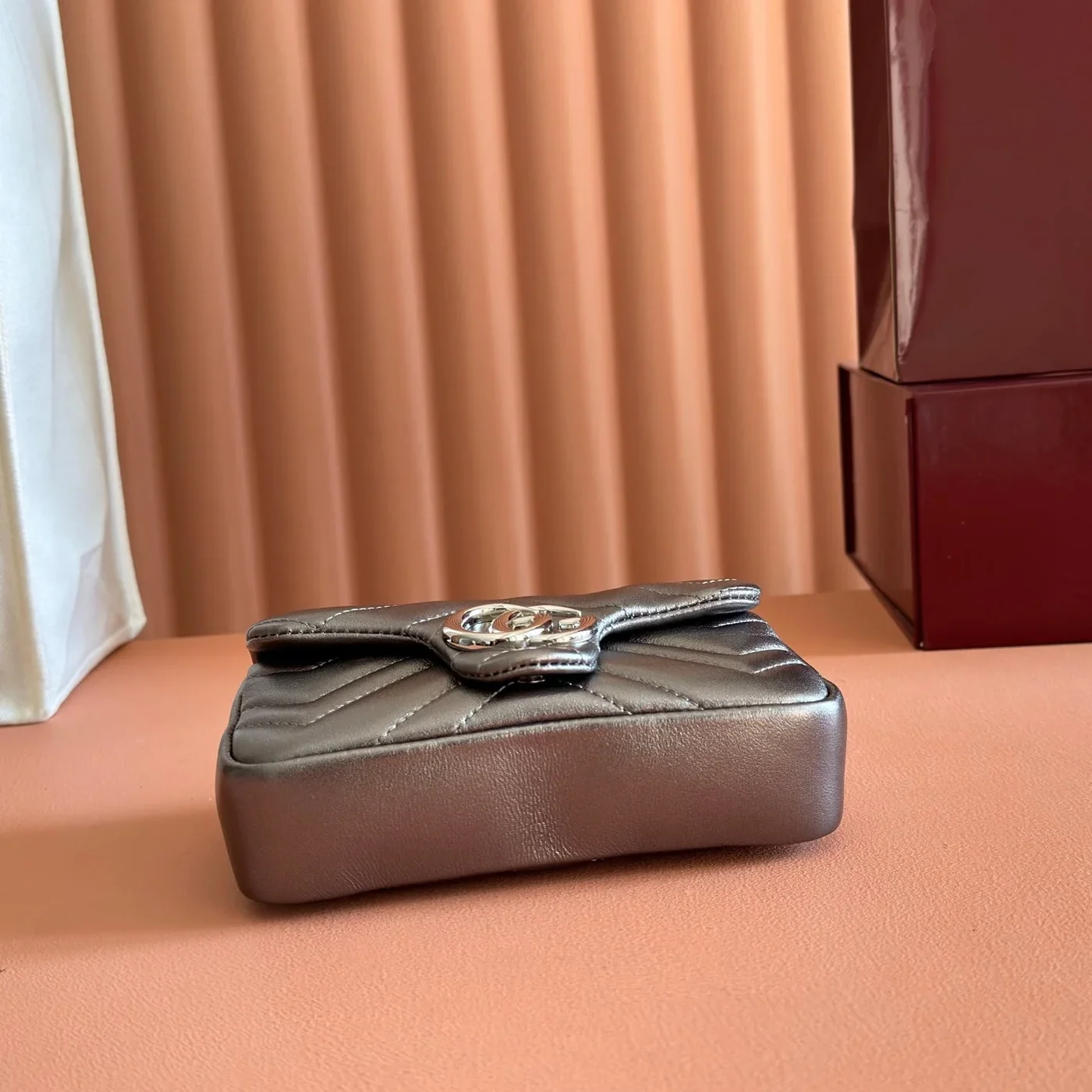Gucci GG Marmont Bag 16 In Warm Gray Brown Lambskin product view 5