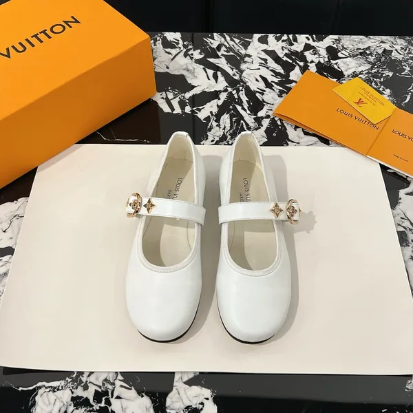 Louis Vuitton Women White Leather Mary Jane Loafers product photo