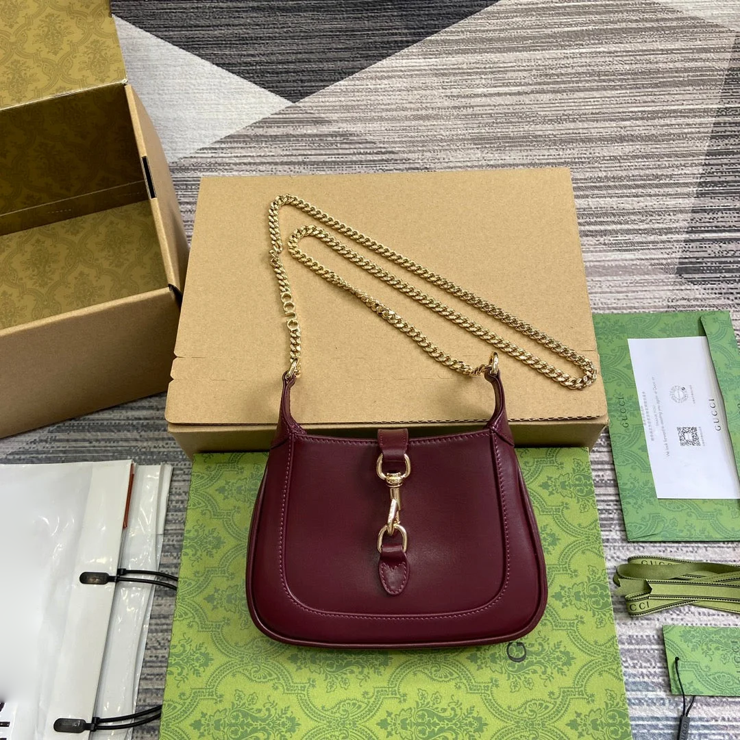Gucci Jackie Notte Mini Bag 19 In Burgundy Red Calfskin Gold Hardware product view 1