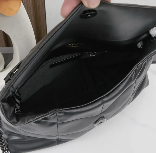 Saint Laurent Puffer Loulou medium shoulder bag in black product view 5