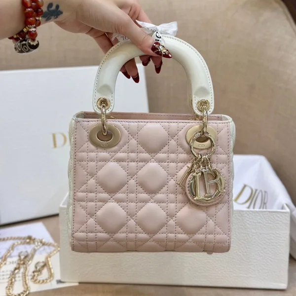 Dior Lady Mini Handbag for Women Pink Cowhide 18 cm product photo