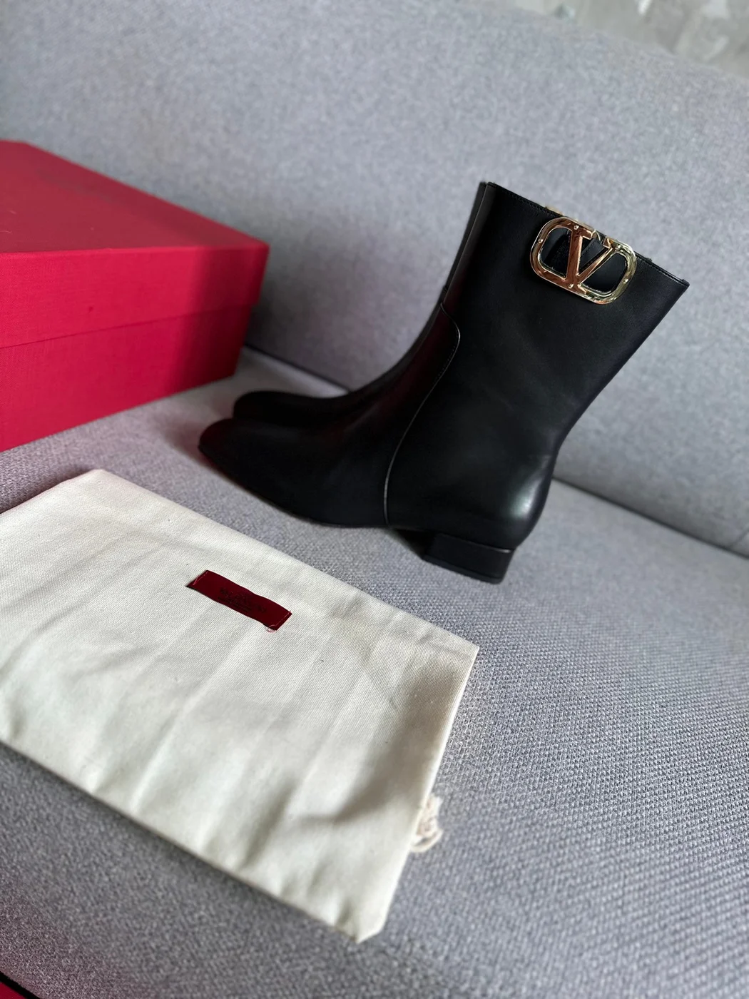 Valentino Women Black Leather Ankle Boots — Side-Zip VLogo Detail product view 5