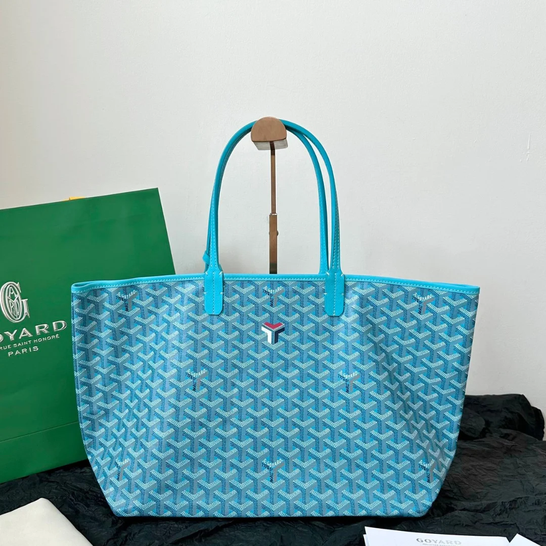 Goyard Blue Coated Canvas Leather Small Saint Louis Tote product view 1