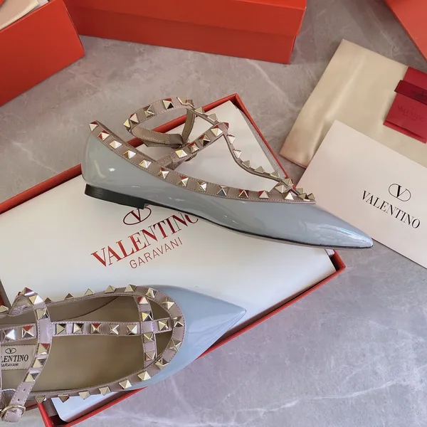 Valentino Women Blue Patent Leather Studded Flats product view 3