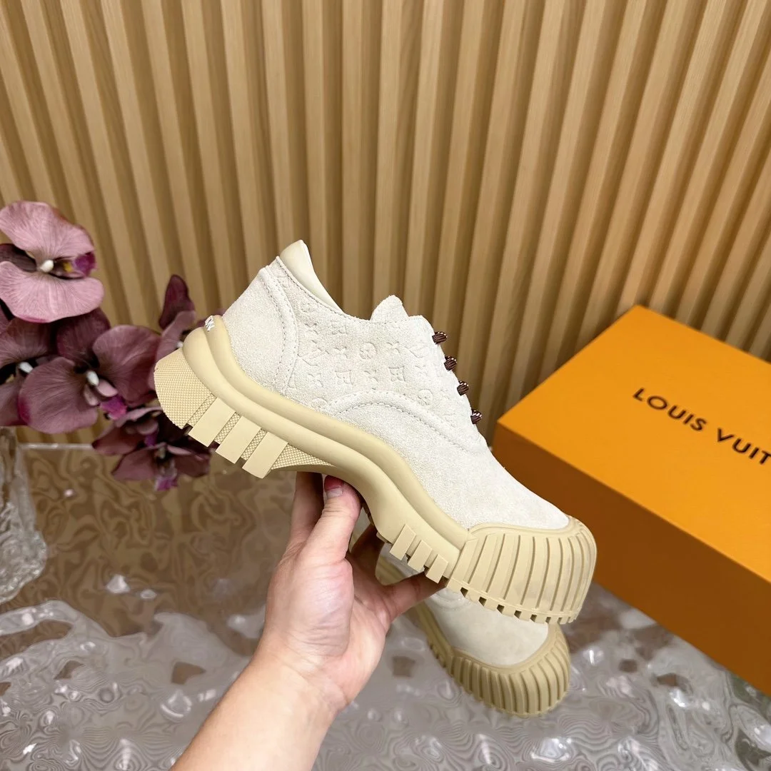 Louis Vuitton Women Beige Suede Casual Sneakers product view 2