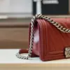 Chanel Boy Medium Handbag Woman’s V-Pattern Red Leather 25 cm product view 2