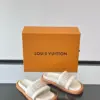 Louis Vuitton Men Beige Fabric Slides With Brown Sole product view 5