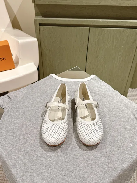 Louis Vuitton Women White Mesh Mary Jane Flats product photo
