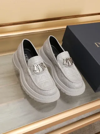 Dior Buffalo loafers in gray quilted leather product photo