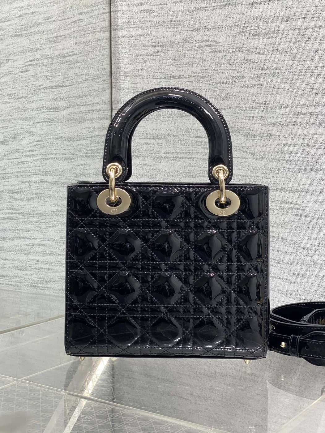 Dior Small Lady Dior bag in Black Patent product view 4