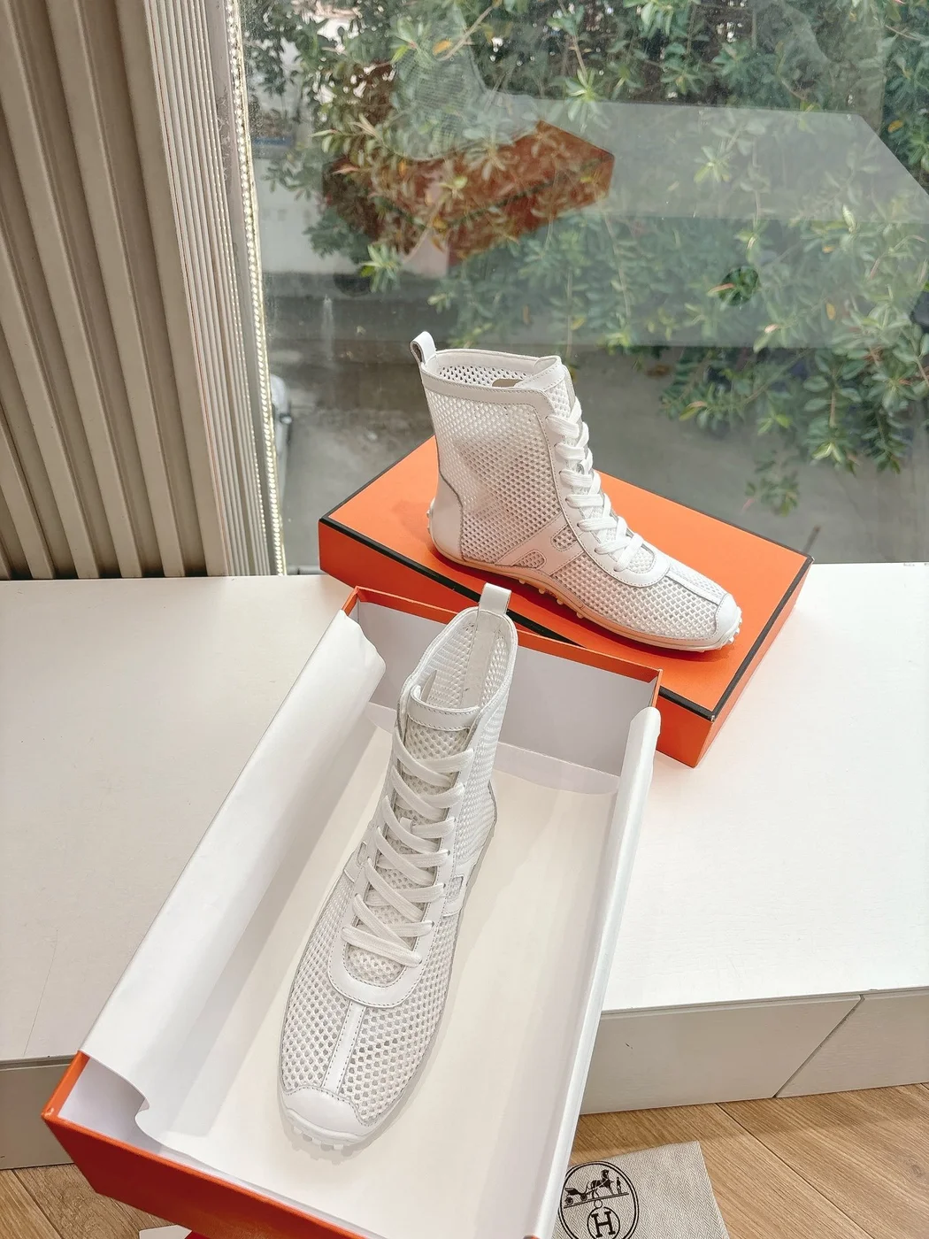 Hermès Women White Sneakers — High-Top Style product view 4