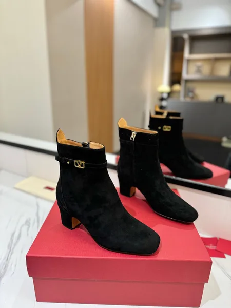 Valentino Women Black Suede Ankle Boots product photo