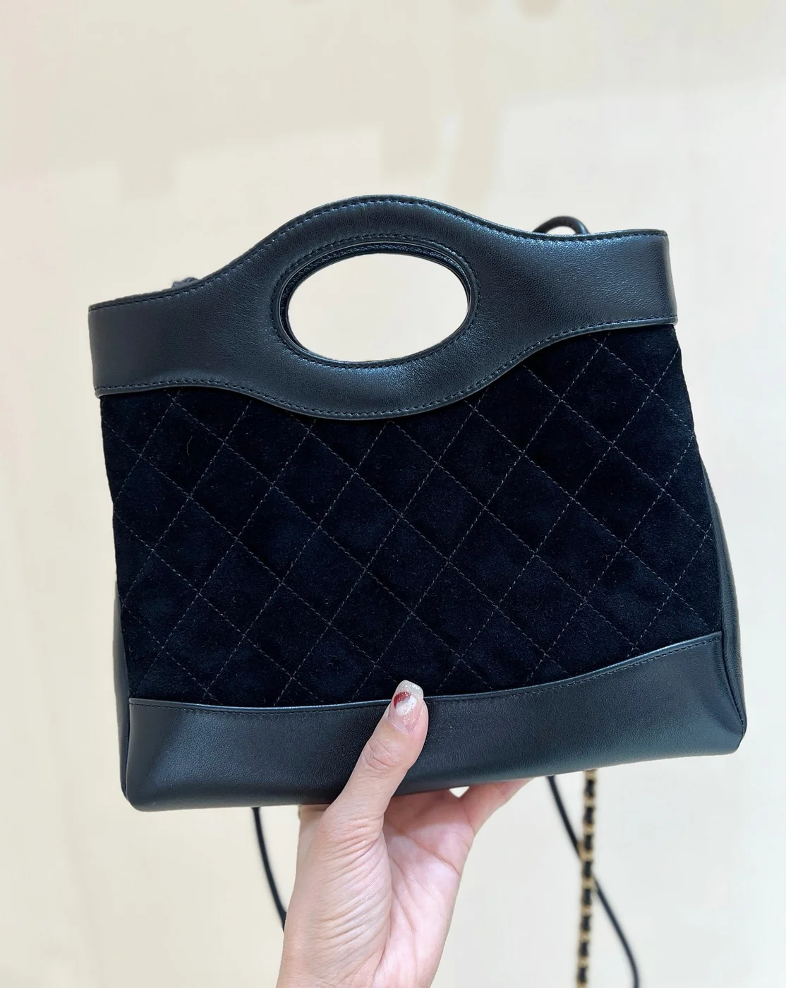 Chanel Mini Quilted Suede and Lambskin 31 Shopping Bag. product view 2