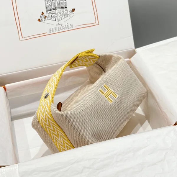 Hermès Bride A Brac PM Clutch Bag Yellow Fabric 12x20x10cm product photo