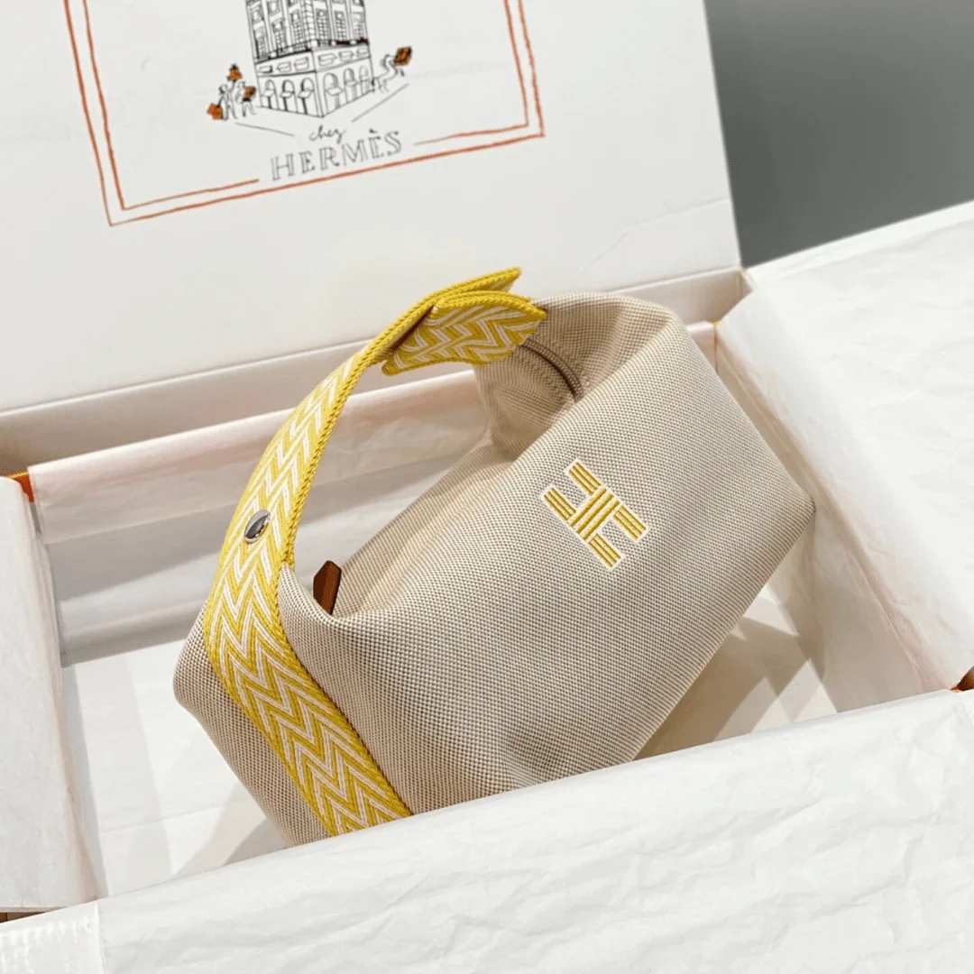 Hermès Bride A Brac PM Clutch Bag Yellow Fabric 12x20x10cm product view 1