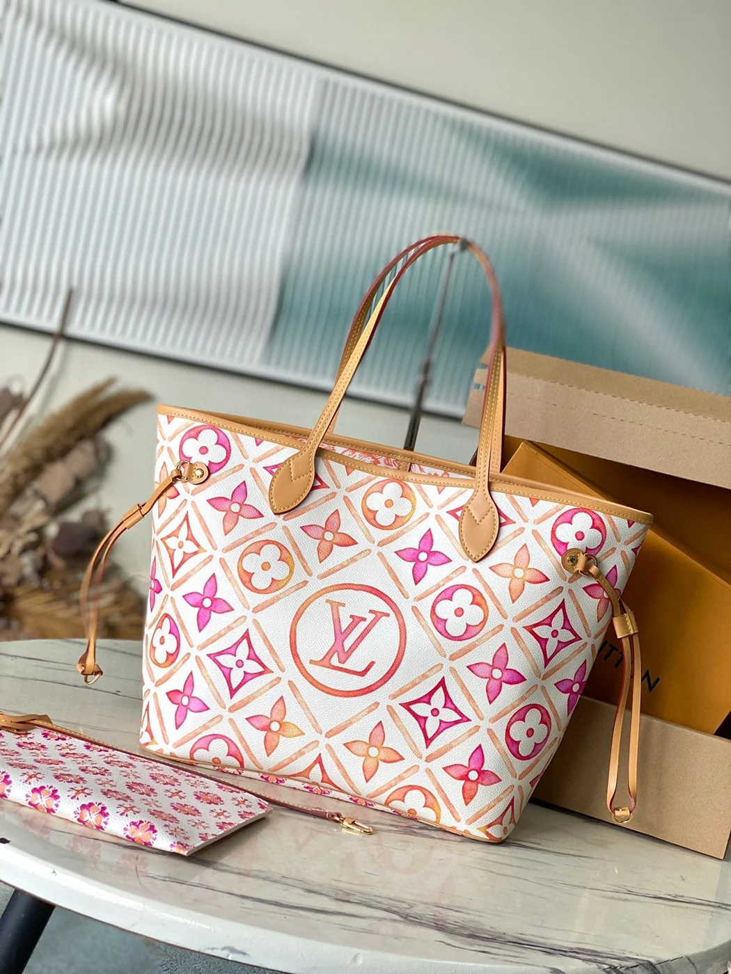 Louis Vuitton Neverfull MM 31 In Coral Monogram Tiles Canvas Bag product view 1