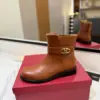 Valentino Women Brown Leather Ankle Boots — Low-Heel Chain-Cuff Style product view 5