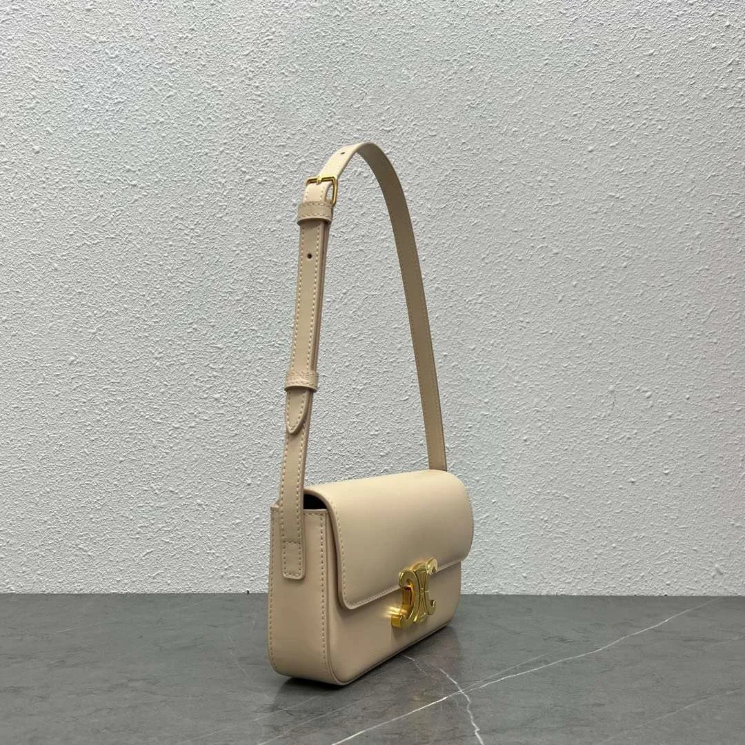 Celine Triomphe Handbag Milky White Smooth Leather 20x12cm product view 2