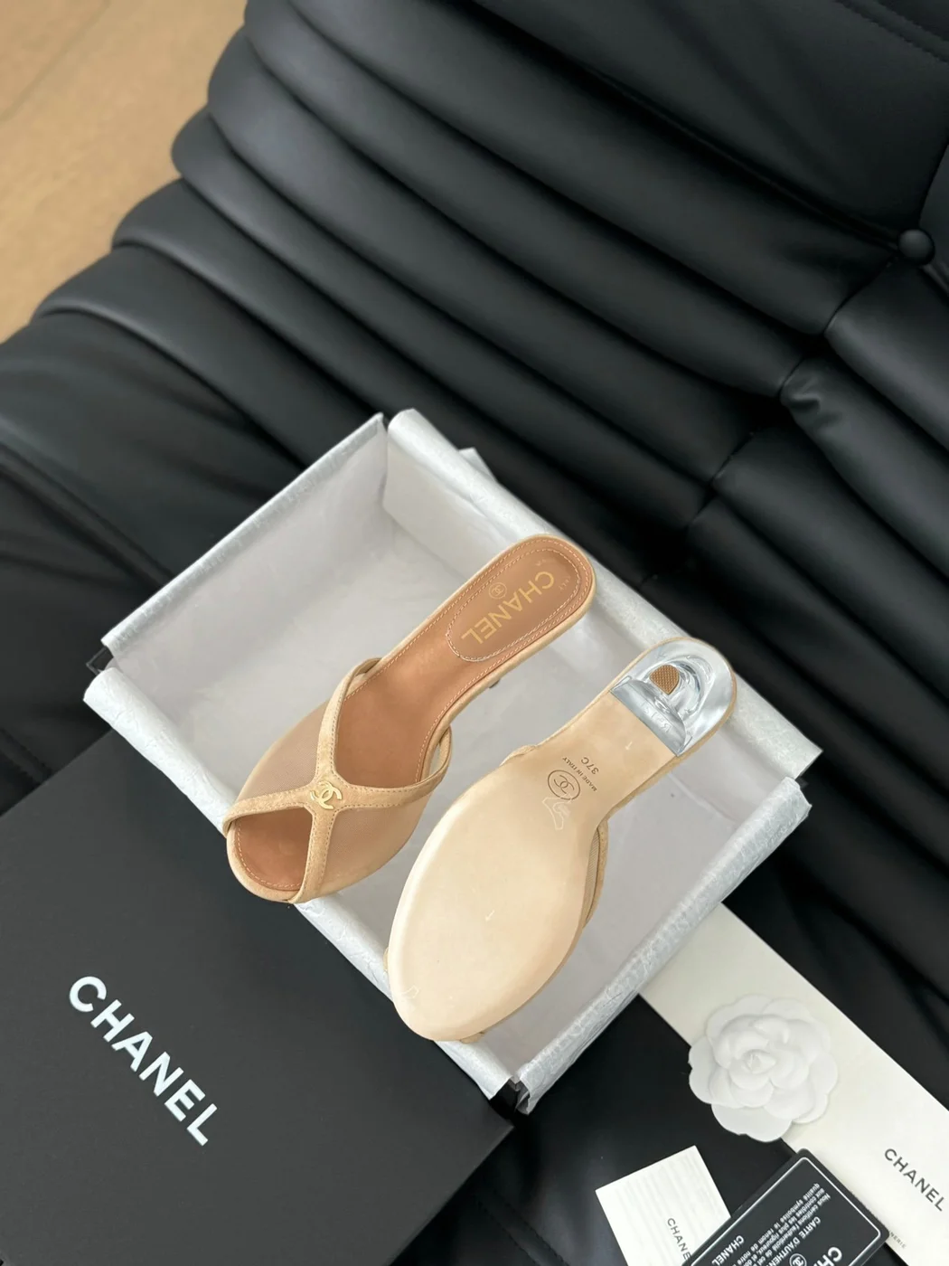 Chanel Women Beige Sandals — Wide Cross-Strap product view 6