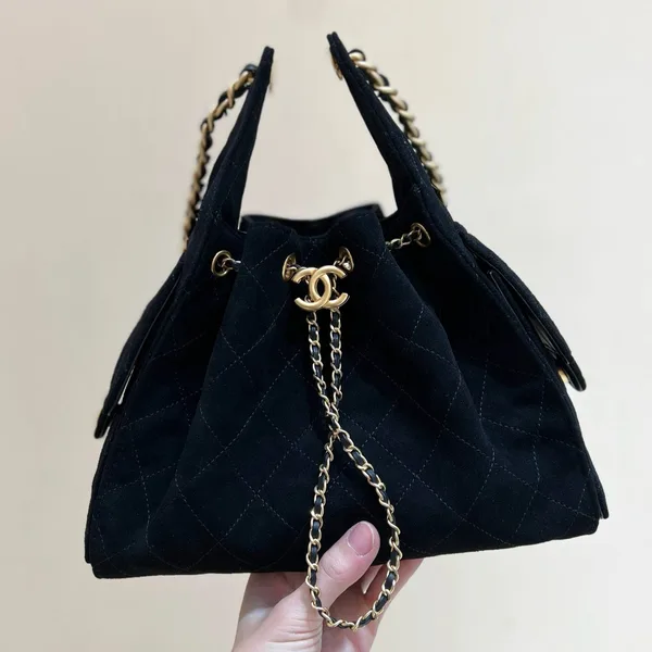 Chanel 25 Handbag 30 In Black Suede Gold Hardware product photo