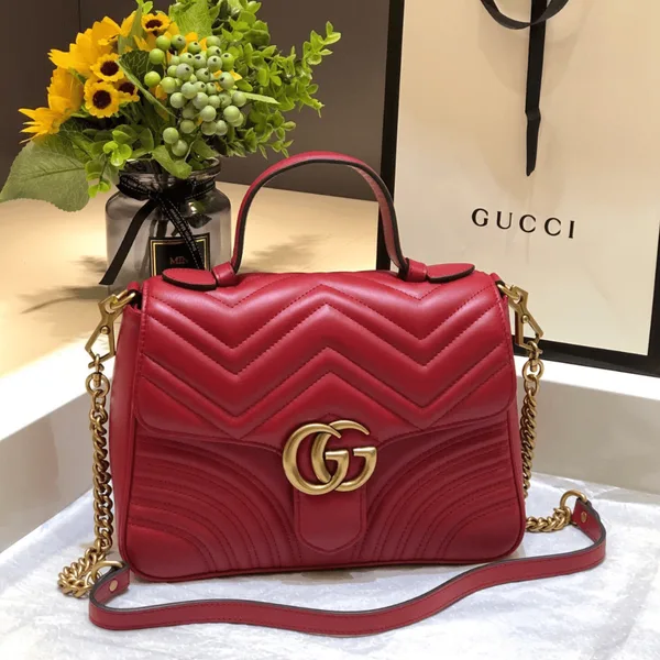 Gucci Marmont Top Handle Women’s Handbag Red 27 cm product photo