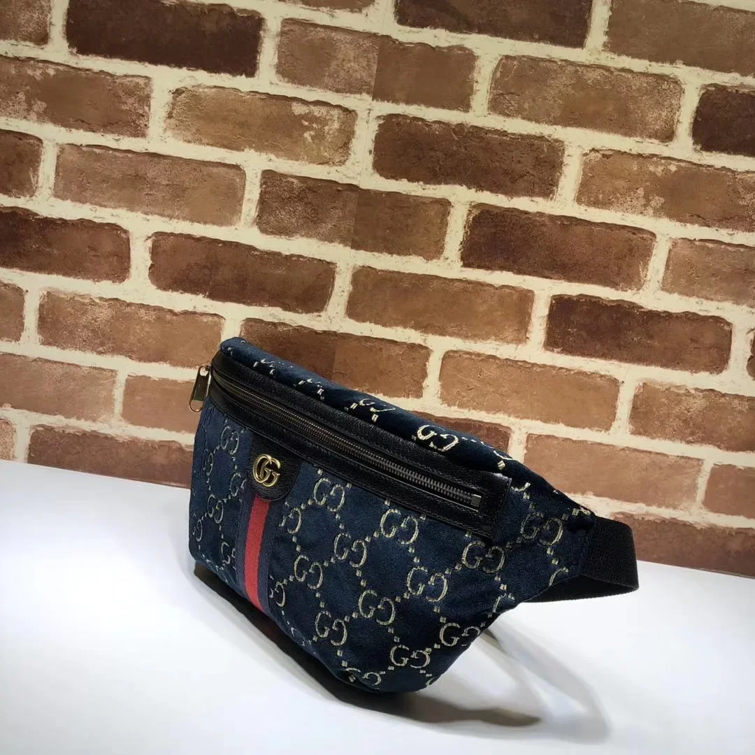 Gucci Belt Bag GG Velvet Blue in Velvet with Brass-tone product view 5