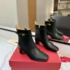 Valentino Women Black Leather Ankle Boots — Heeled Chain-Cuff Style product view 1