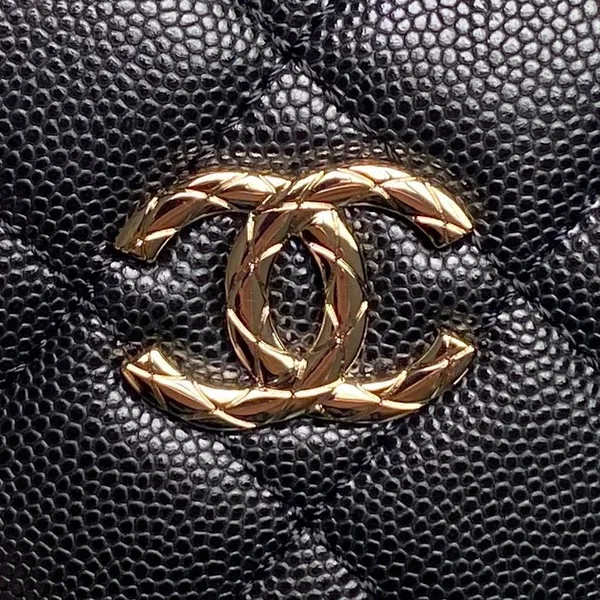 Chanel 24A Hobo Handbag in black quilted caviar leather product view 3