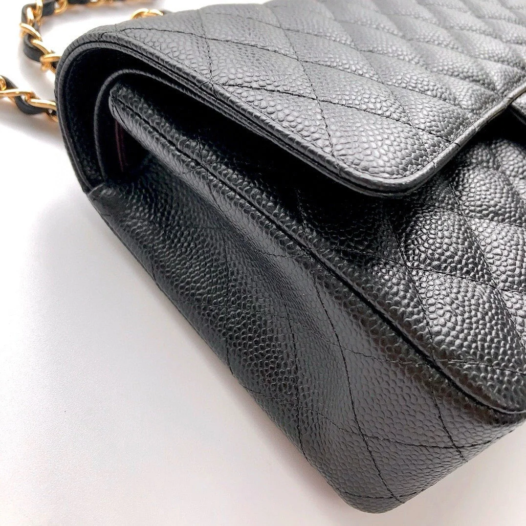 Chanel Flap Bag 25 In Black Caviar Leather Gold Hardware product view 6