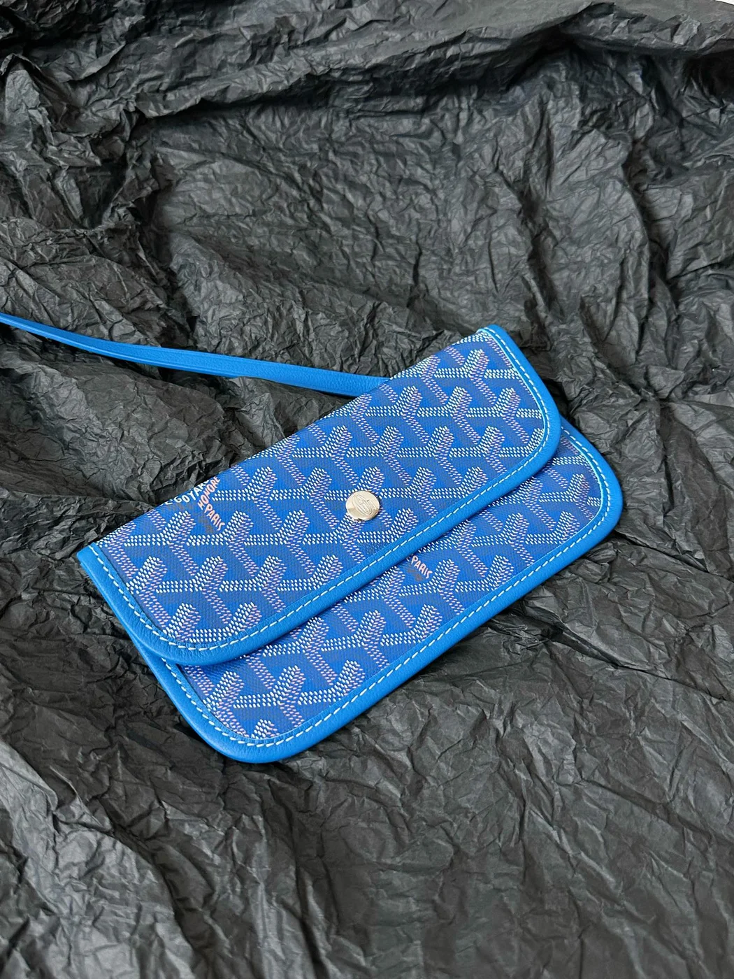 Goyard Blue Goyardine Canvas & Chevroches Calfskin Saint Louis PM Tote product view 2