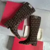 Valentino Women Brown Patterned Fabric Boots product view 1