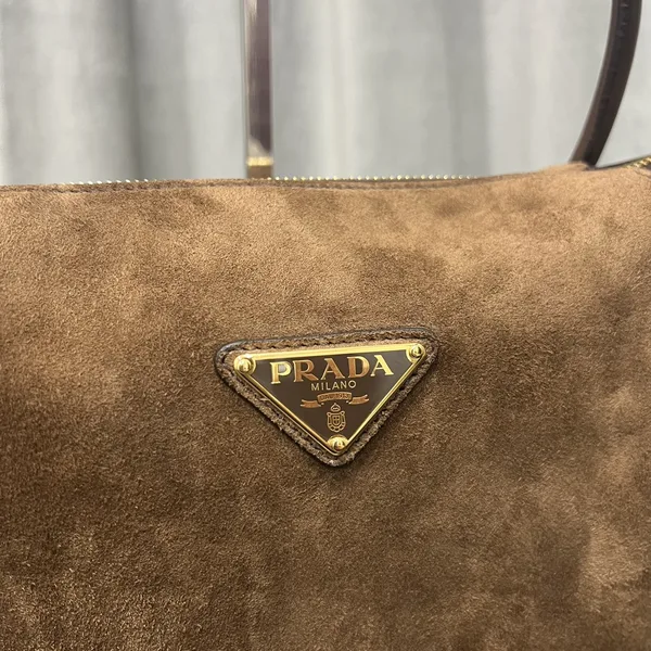 Prada Brown Medium Suede Shoulder Bag product view 5
