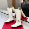 Valentino Women White Leather Knee High Boots — Ankle-Strap Detail product view 6
