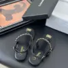 Chanel Women Black Leather Chain Detail Flat Sandals product view 5