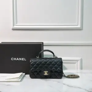 Chanel Classic Flap Top Handle Black Silver Hardware Bag product photo