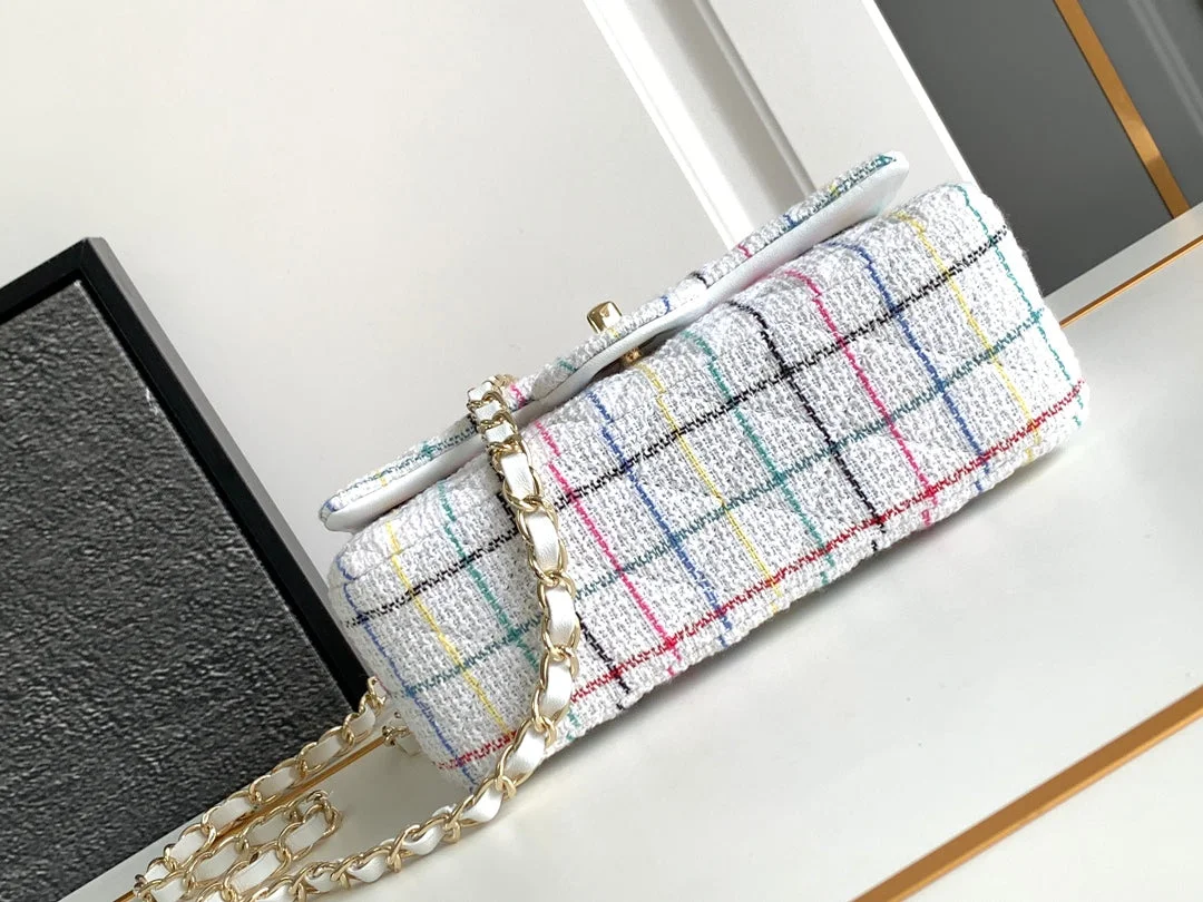 Chanel Medium 25 Classic Bag In Light Pink Mix Black Wool Tweed product view 4