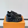 Louis Vuitton Men Black Leather Sneakers With Multicolor Accents product view 1