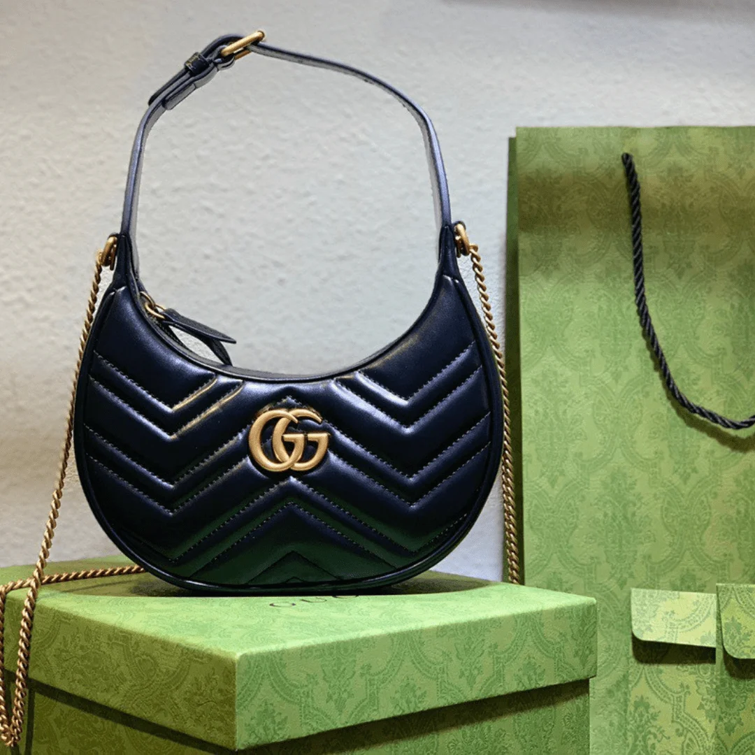 Gucci GG Marmont Half Moon Handbag Black 24 cm product view 1