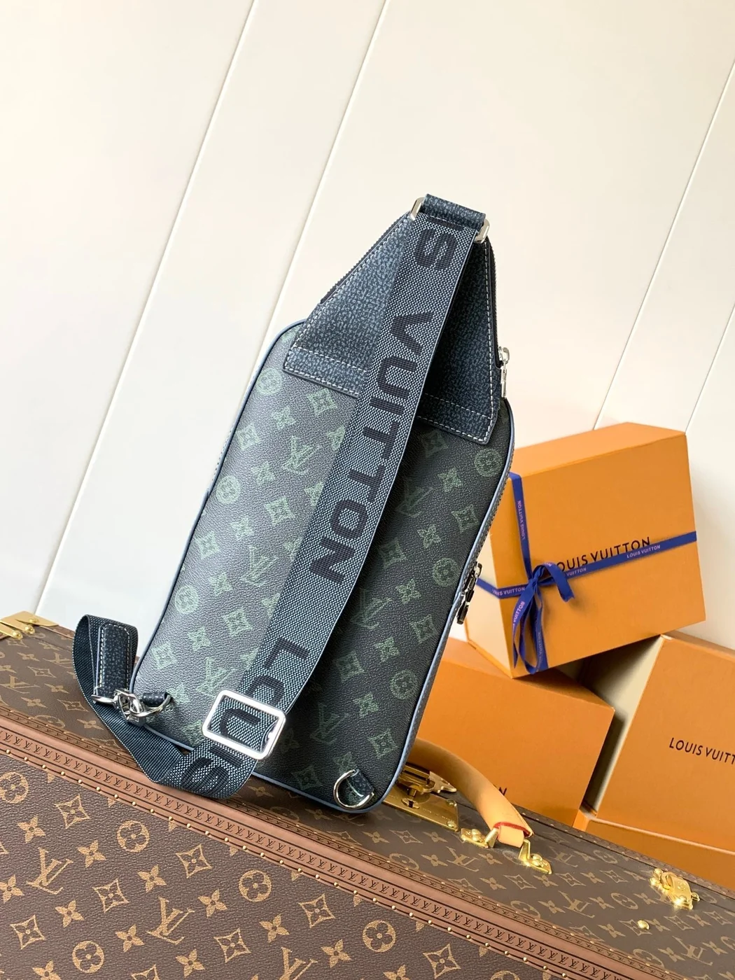 Louis Vuitton Avenue Slingbag 31 In Black Monogram Canvas With Brown Logo Bag product view 2