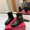 Valentino Women Black Leather Ankle Boots — Low-Heel Chain-Cuff Style product view 3